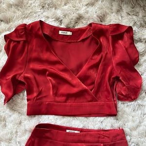 Cute Boutique Red Crop Top and Skirt Set Size Medium